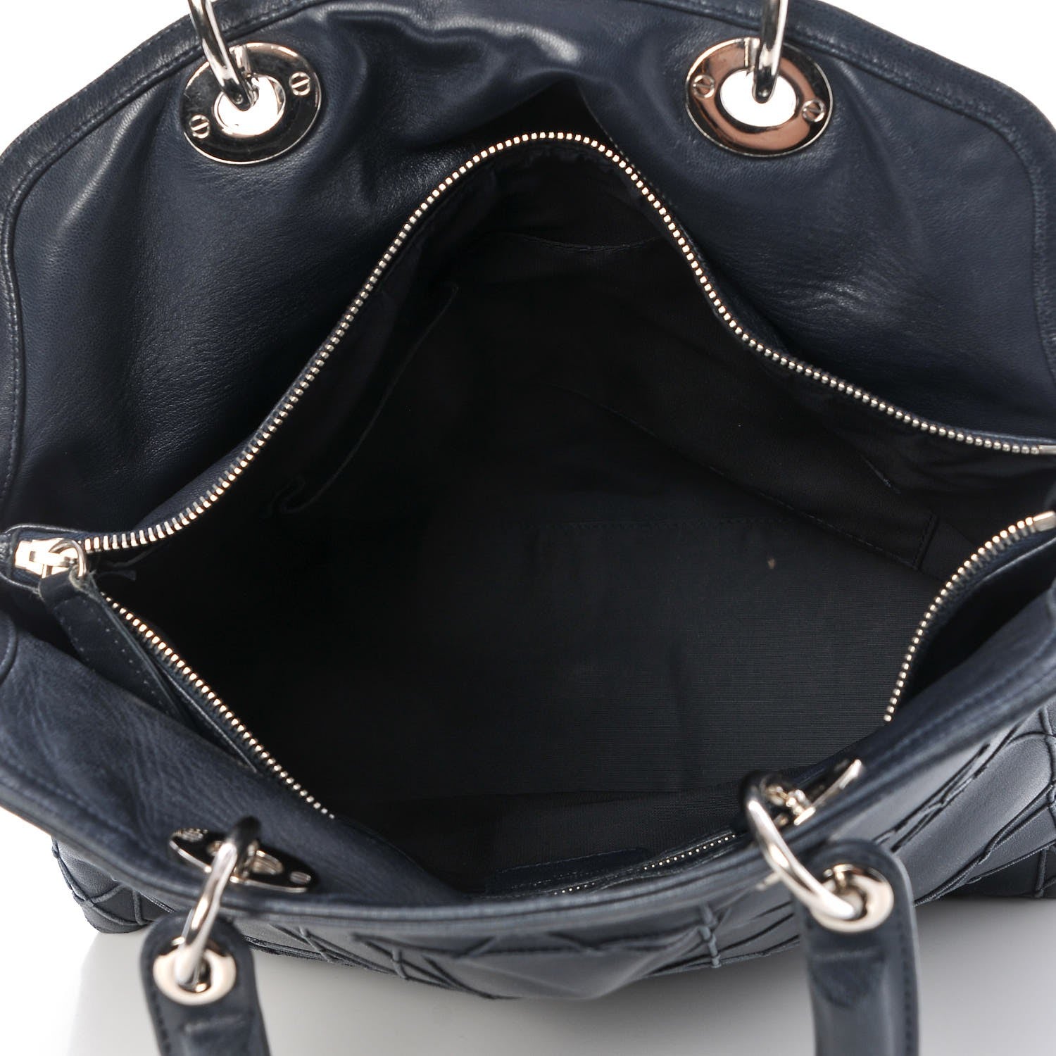 Christian Dior Lambskin Cannage Medium Granville Tote Navy Blue 5 of 13