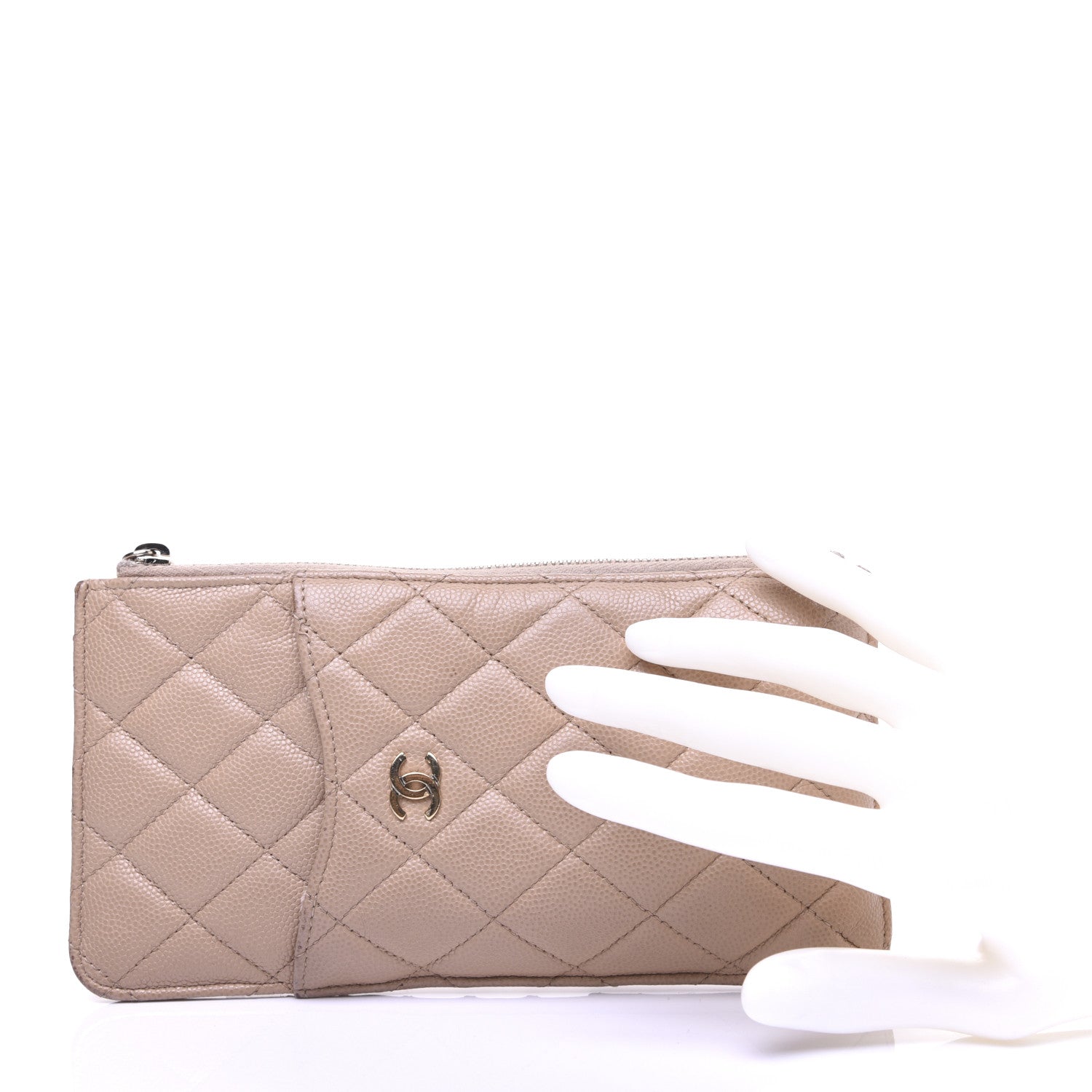 Chanel Iridescent Caviar Quilted Classic iPhone Pouch Beige 2 of 15