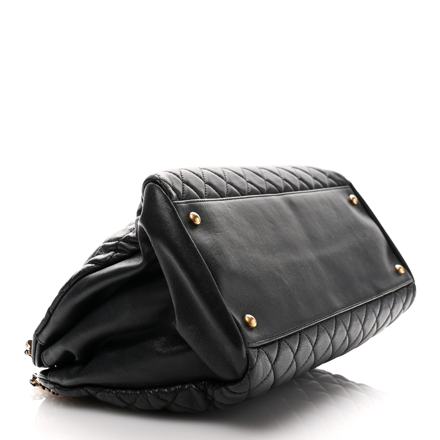 Chanel Lambskin Quilted Large Just Mademoiselle Bowling Bag Black 4 of 12