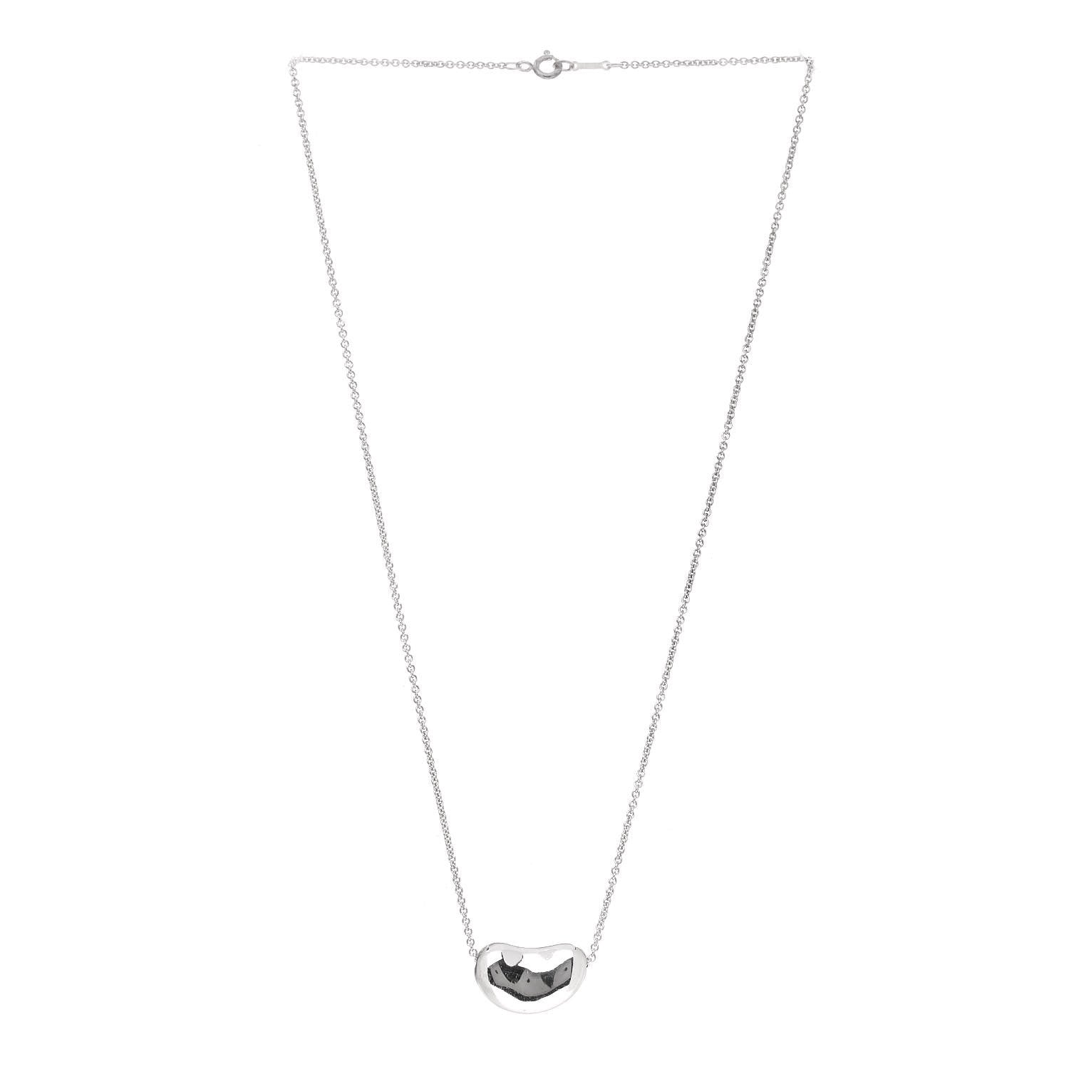 Tiffany Sterling Silver 20mm Elsa Peretti Bean Pendant Necklace 3 of 6