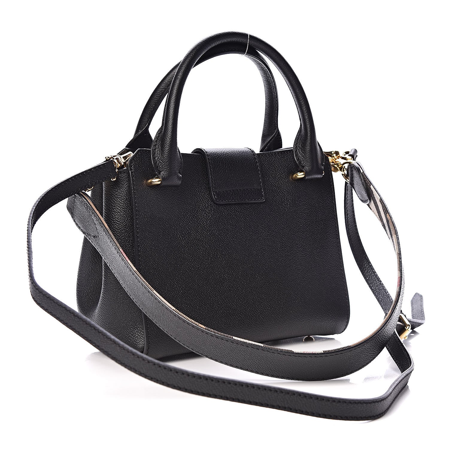 Burberry Soft Grain Calfskin Small Buckle Tote Black 5 of 12