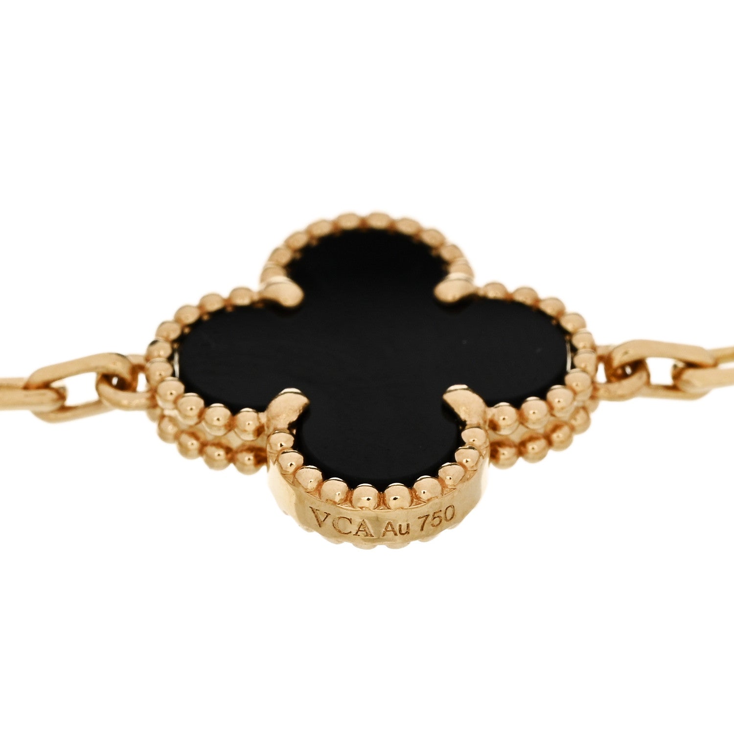 Van Cleef & Arpels 18K Yellow Gold Black Onyx 5 Motifs Vintage Alhambra Bracelet 4 of 5