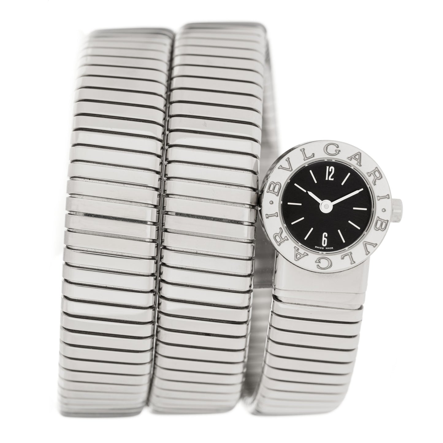 Stainless Steel 19mm Tubogas Double Spiral Quartz Watch Black