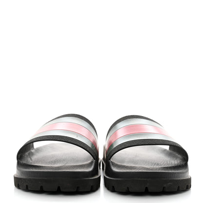 Gucci Rubber Web Mens Lug Sole Slide Sandals 10 Black Green Red 2 of 9