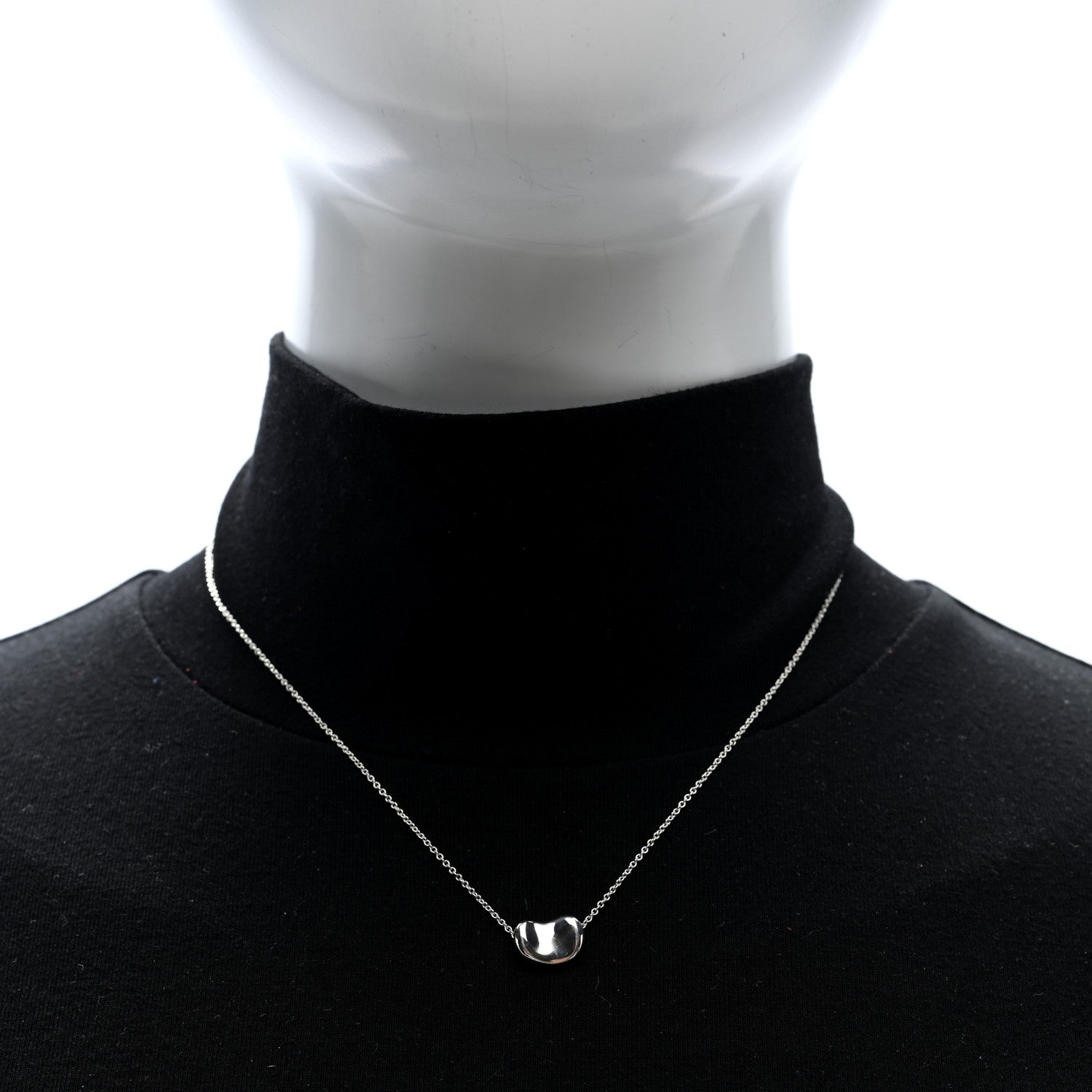 Tiffany Sterling Silver 11mm Elsa Peretti Bean Pendant Necklace 2 of 5