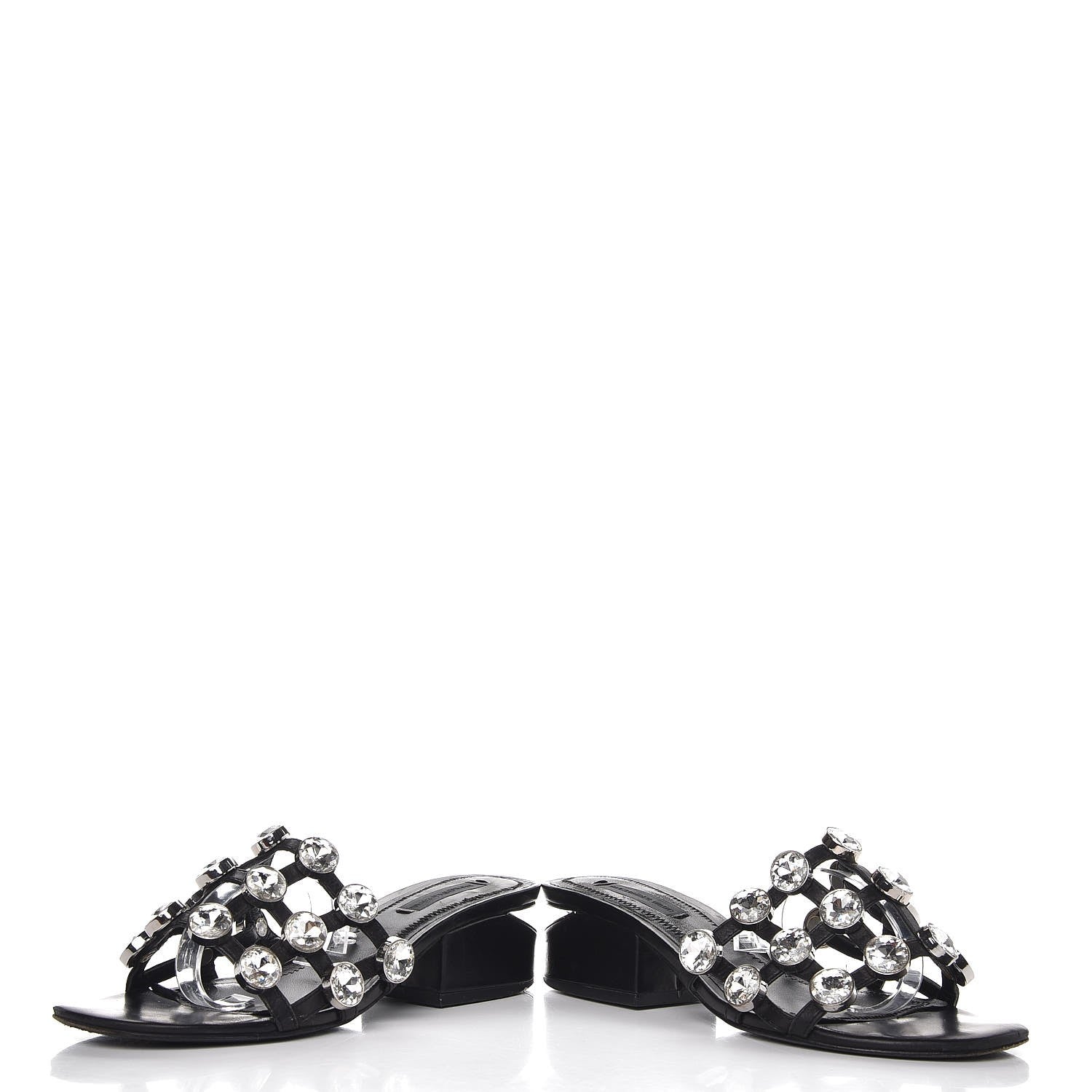 Alexander Wang Calfskin Crystal Embellished Amelia Cut Out Sandals 35 Black 6 of 11