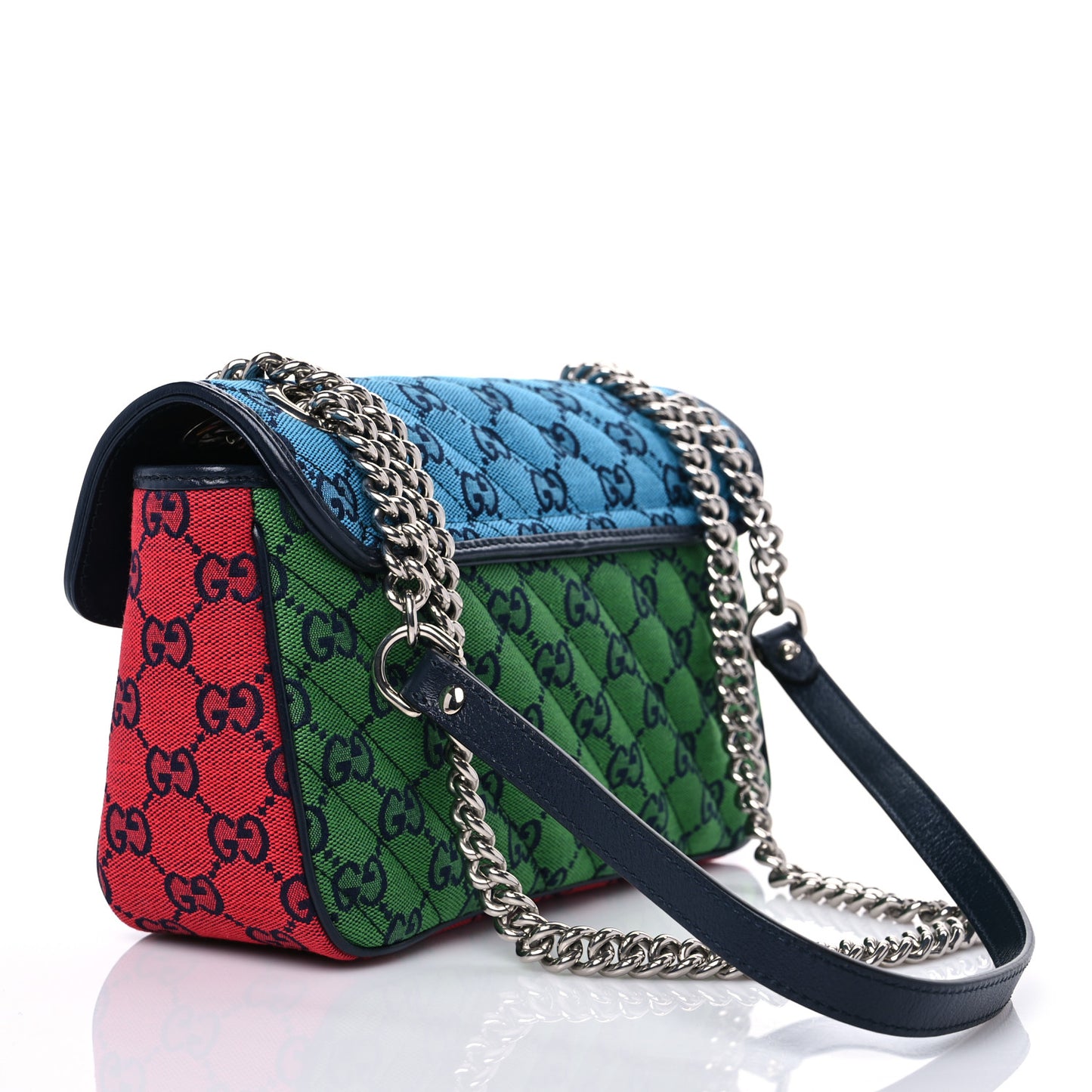 Monogram Multicolor Matelasse Diagonal Small GG Marmont Shoulder Bag Light Blue Pink Blue Green Red