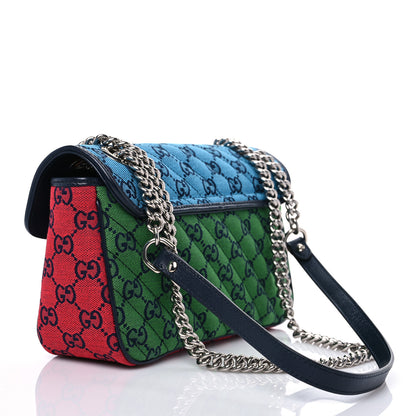 Gucci Monogram Multicolor Matelasse Diagonal Small GG Marmont Shoulder Bag Light Blue Pink Blue Green Red 3 of 7
