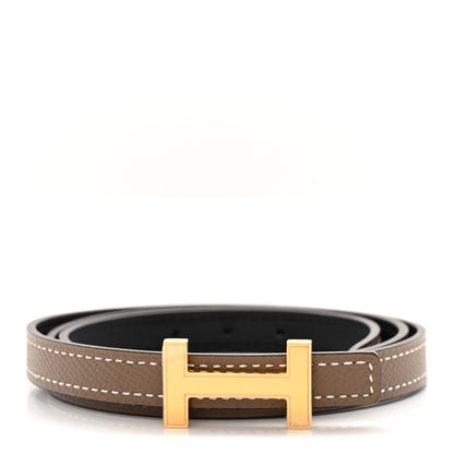 Hermes Swift Epsom 13mm Focus Belt 75 30 Black Etoupe 1 of 5