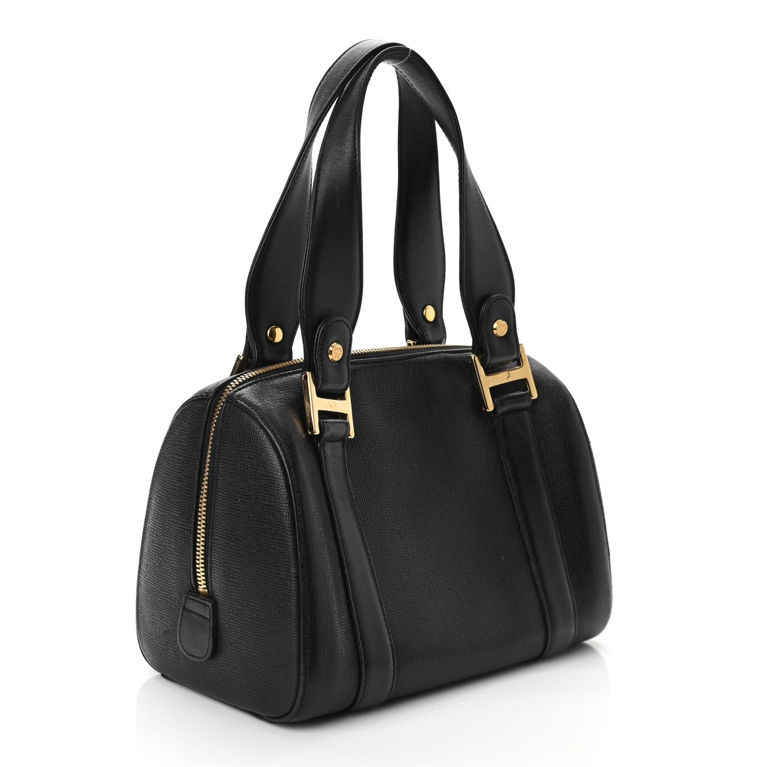 MCM Grained Calfskin Studded Boston Bag Black 3 of 12