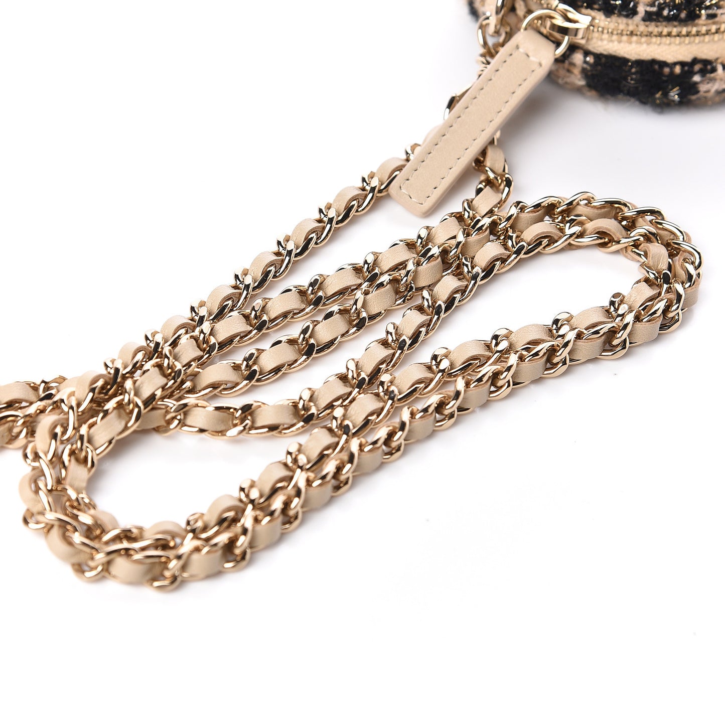 Tweed Shearling Quilted Wallet On Chain WOC and Coin Purse Beige Black