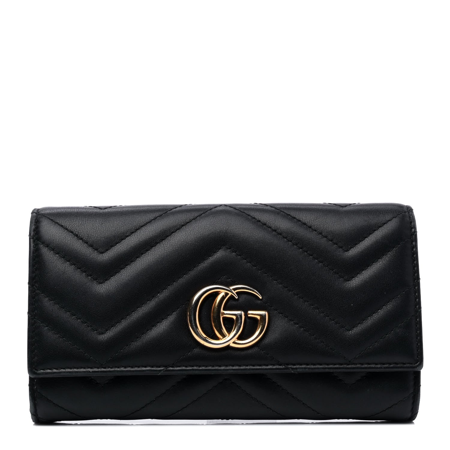 Gucci Calfskin Matelasse GG Marmont Continental Wallet Black 1 of 8