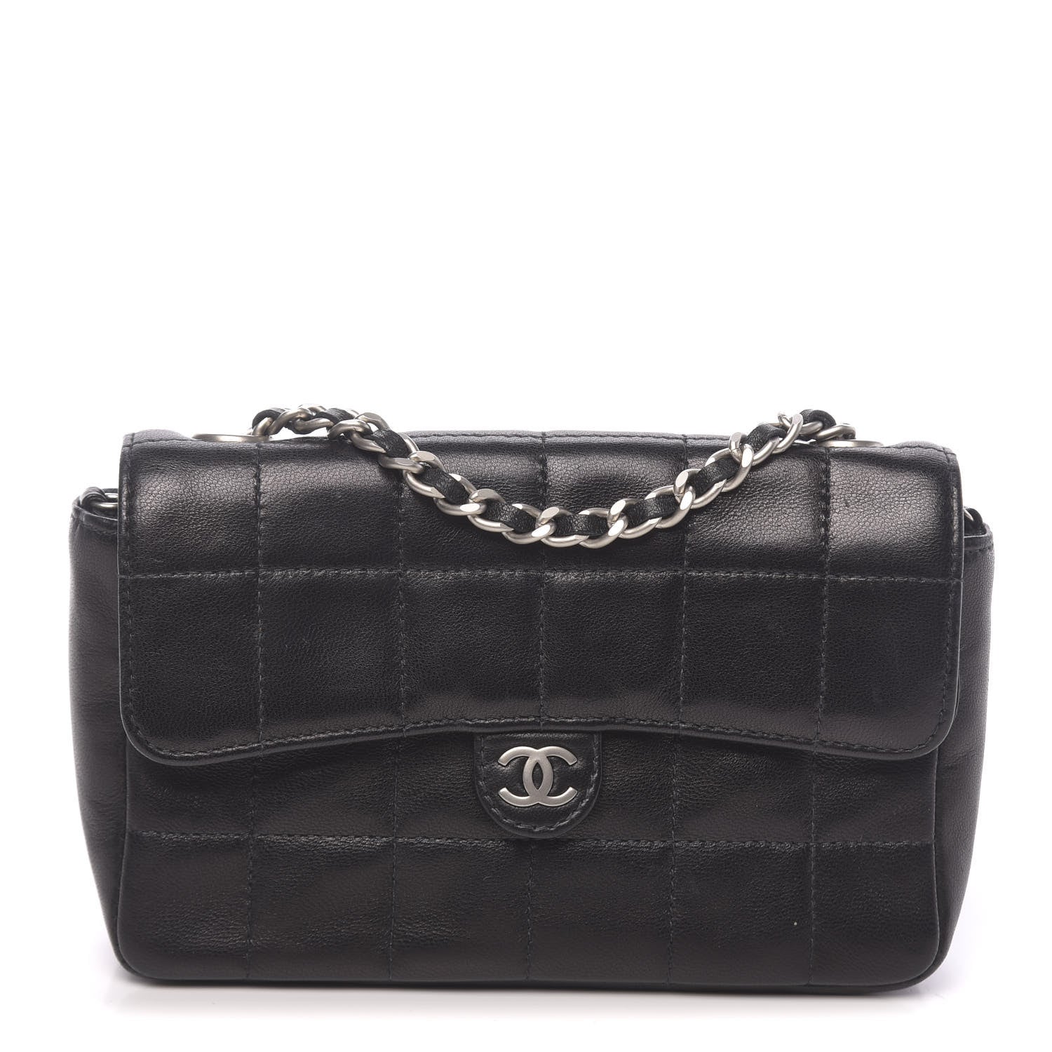 Chanel Lambskin Quilted Chocolate Bar Chain Belt Bag Clutch Black 1 of 13