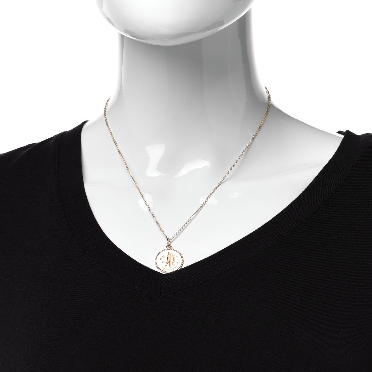 Tiffany 18K Yellow Gold Zodiac Aquarius Pendant Necklace 2 of 7
