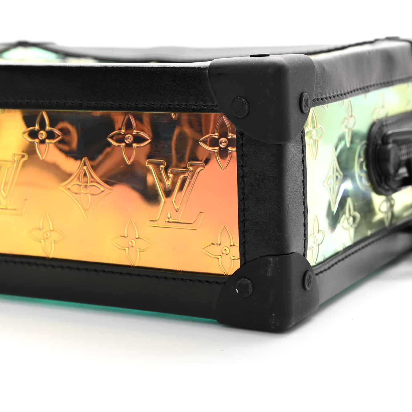 Calfskin PVC Monogram Solar Ray Soft Trunk Iridescent Prism Black