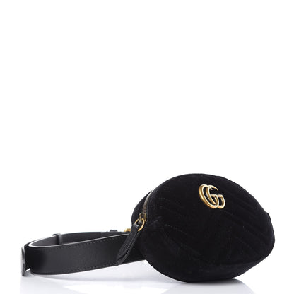 Gucci Velvet Matelasse GG Marmont Belt Bag 85 34 Black 3 of 9
