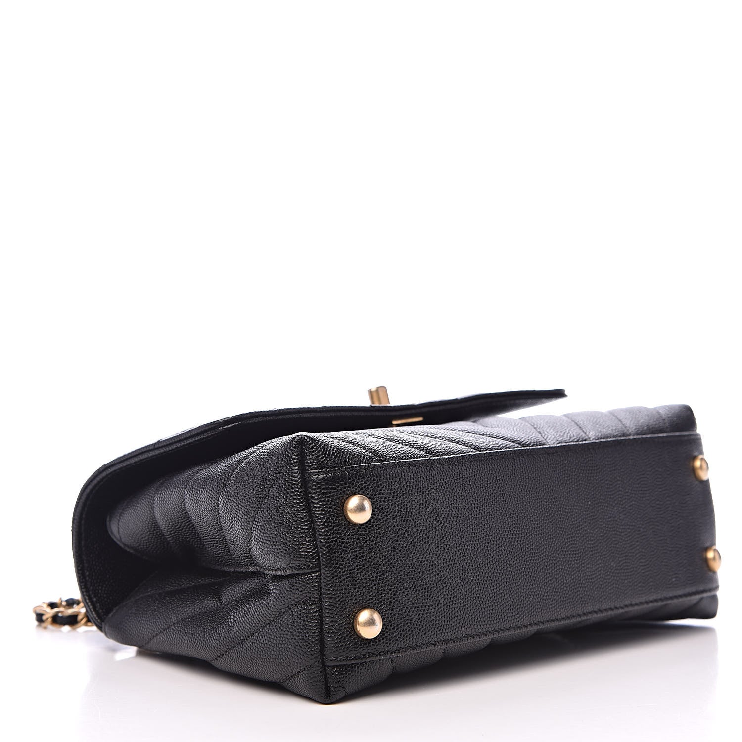 Chanel Caviar Chevron Quilted Mini Coco Handle Flap Black 4 of 10