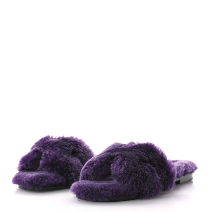 Hermes Woolskin Oran Sandals 37 Violet Fonce 4 of 8