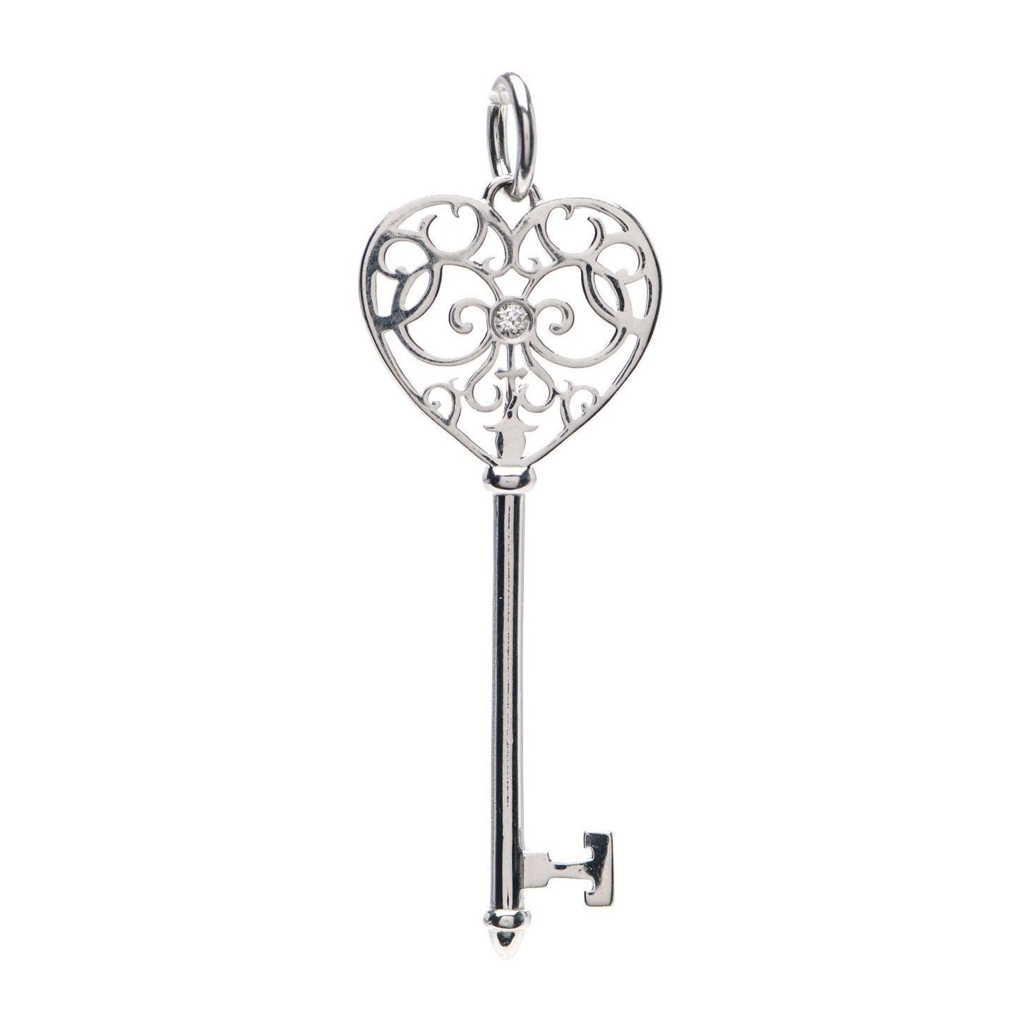 18K White Gold Diamond Enchant Key Pendant