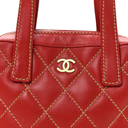 Chanel Calfskin Wild Stitch Top Handle Bag  Red 9 of 11