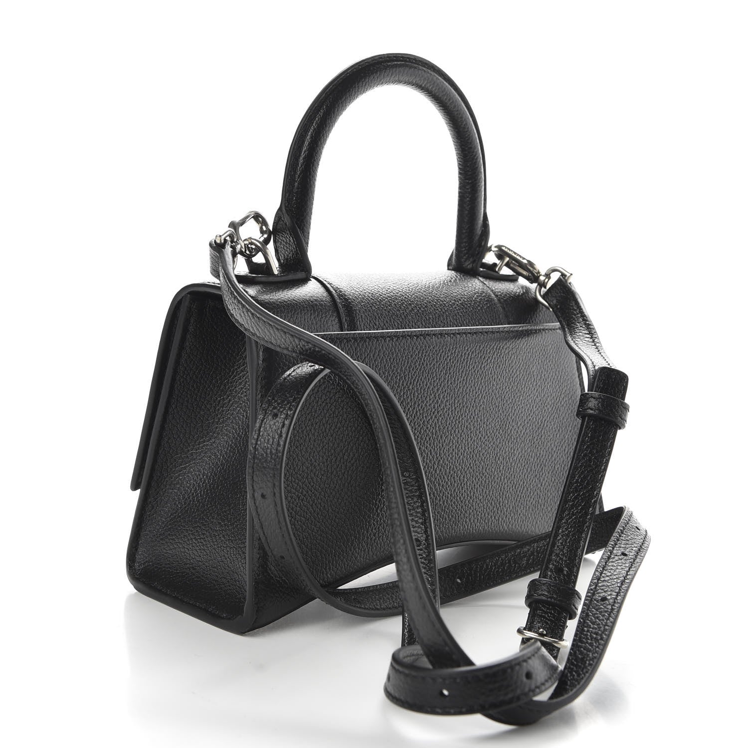 Balenciaga Grained Calfskin Hourglass Top Handle Bag XS Black 3 of 9