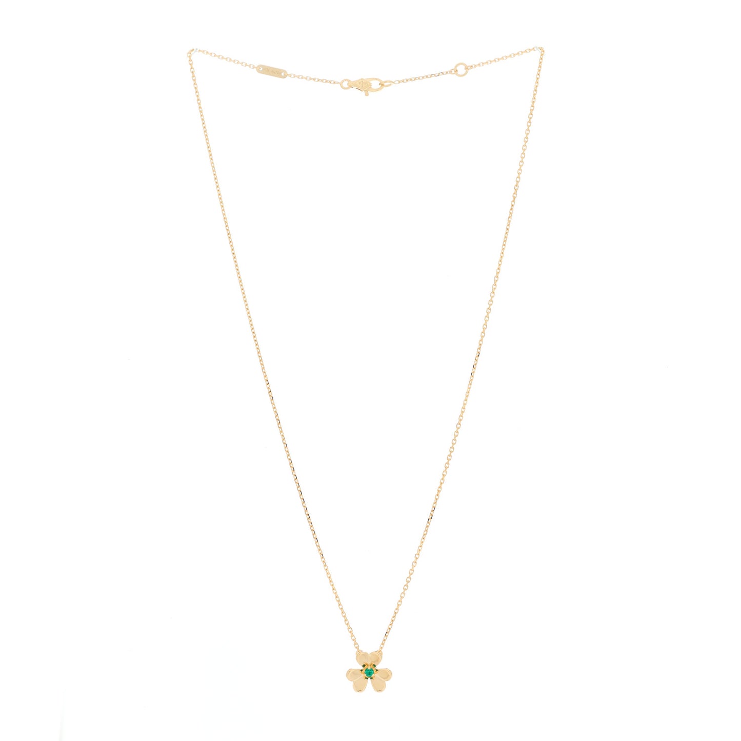 18K Yellow Gold Emerald Mini Frivole Pendant Necklace