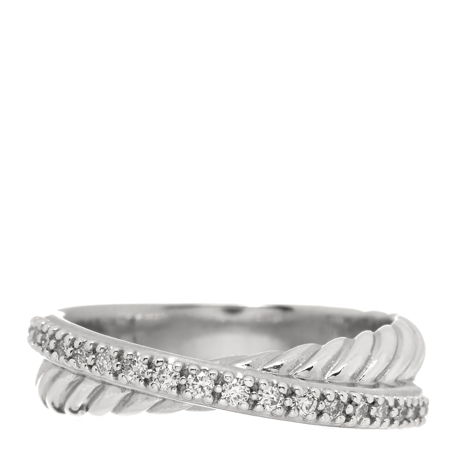 David Yurman Sterling Silver Diamond 5mm Crossover Ring 52 6 1 of 4