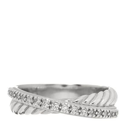 David Yurman Sterling Silver Diamond 5mm Crossover Ring 52 6 1 of 4