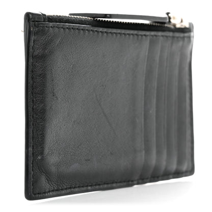 Valentino Garavani Calfskin Skull Logo Coin Case Card Holder Black 3 of 11