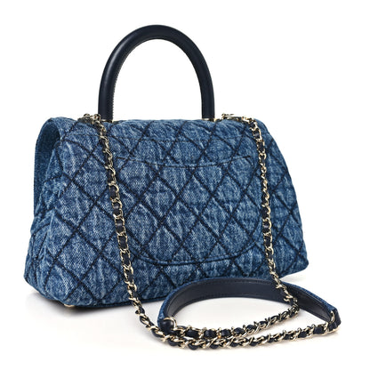 Chanel Washed Denim Quilted Mini Coco Handle Flap Blue 3 of 10