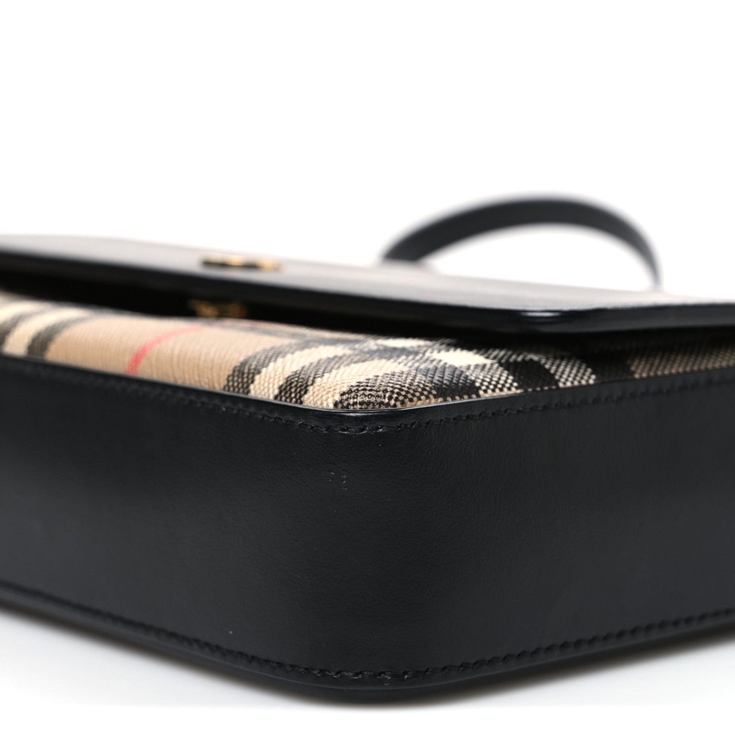 Burberry Calfskin Mini Vintage Check Note Bag Black 1853678