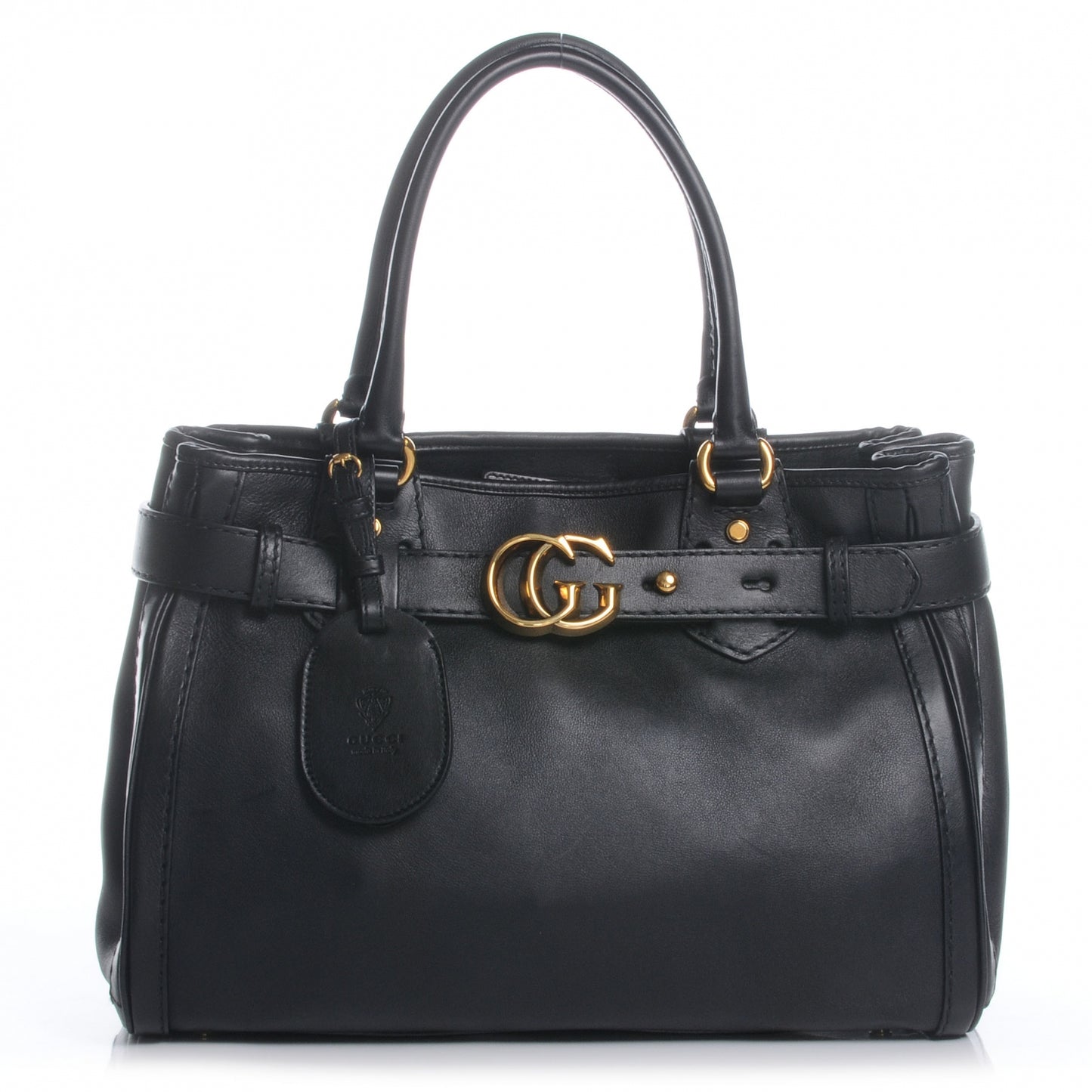 Leather Medium GG Running Tote Black