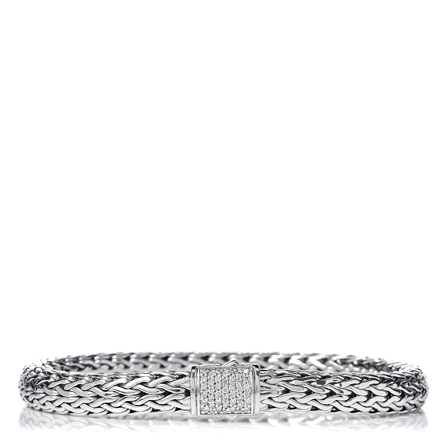 John Hardy Sterling Silver Diamond 7.5mm Classic Chain Bracelet 1 of 4