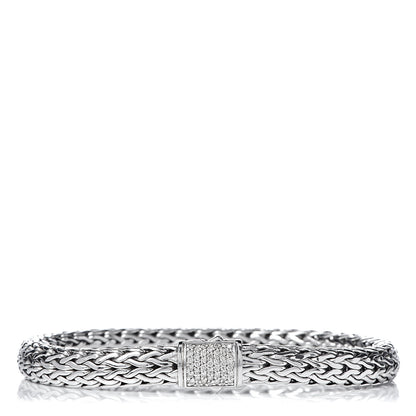 John Hardy Sterling Silver Diamond 7.5mm Classic Chain Bracelet 1 of 4
