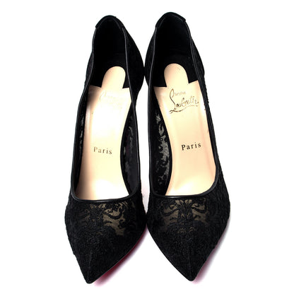 Christian Louboutin Veau Velours Florale Lace Follies 100 Pumps 42 Black 5 of 10