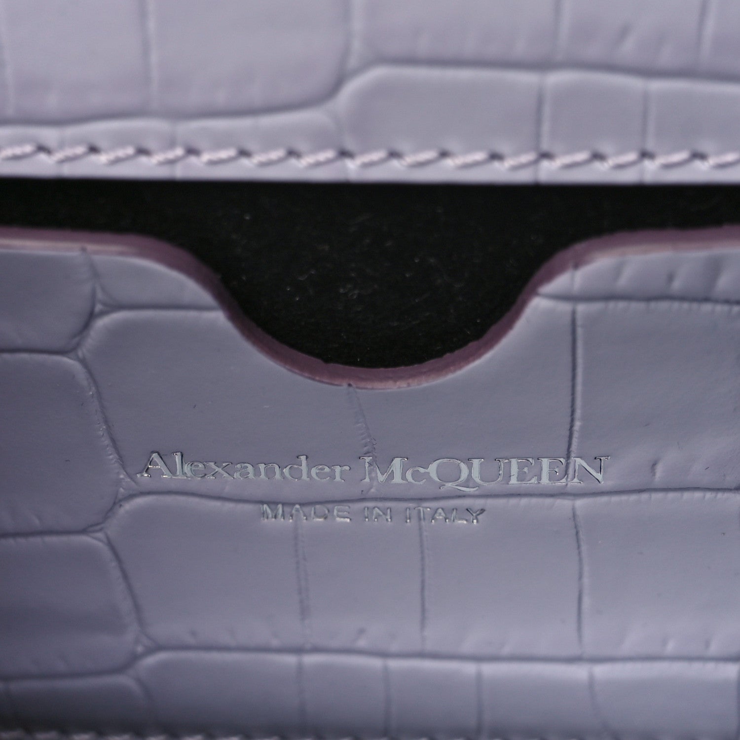 Alexander McQueen Shiny Crocodile Embossed Jeweled Satchel Lavender 6 of 9