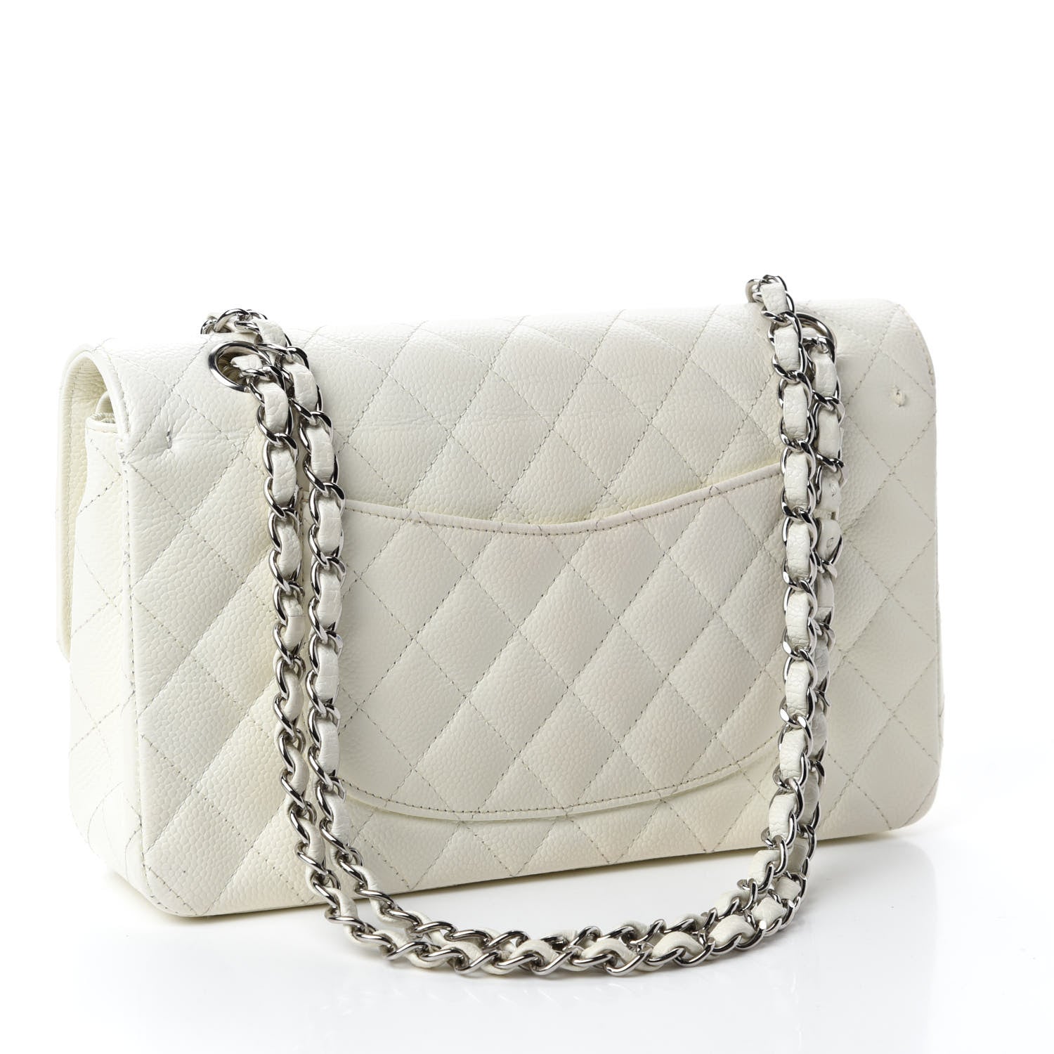 Chanel Caviar Quilted Medium Double Flap White 3 of 17