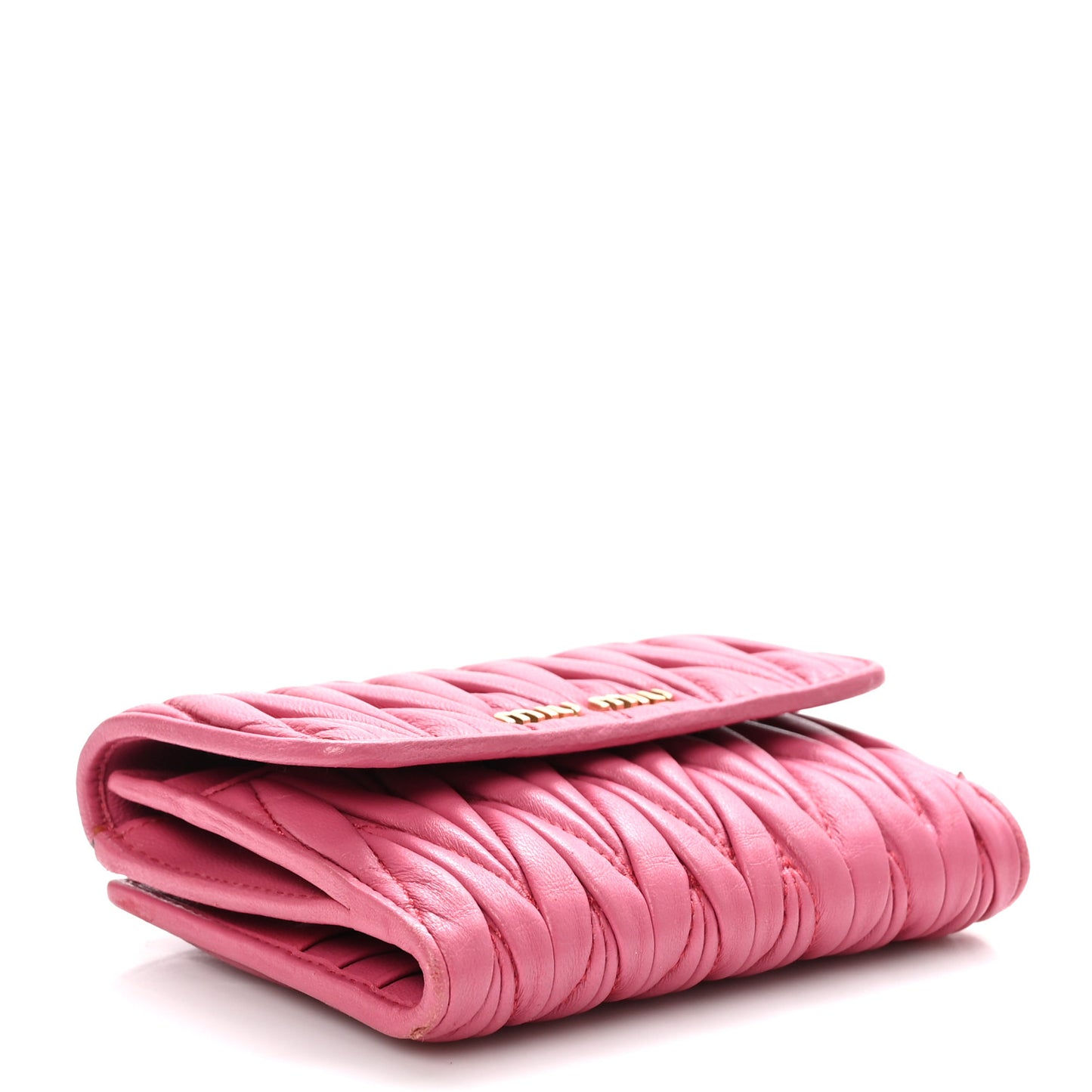 Nappa Matelasse Flap Tri-Fold Wallet Geranio