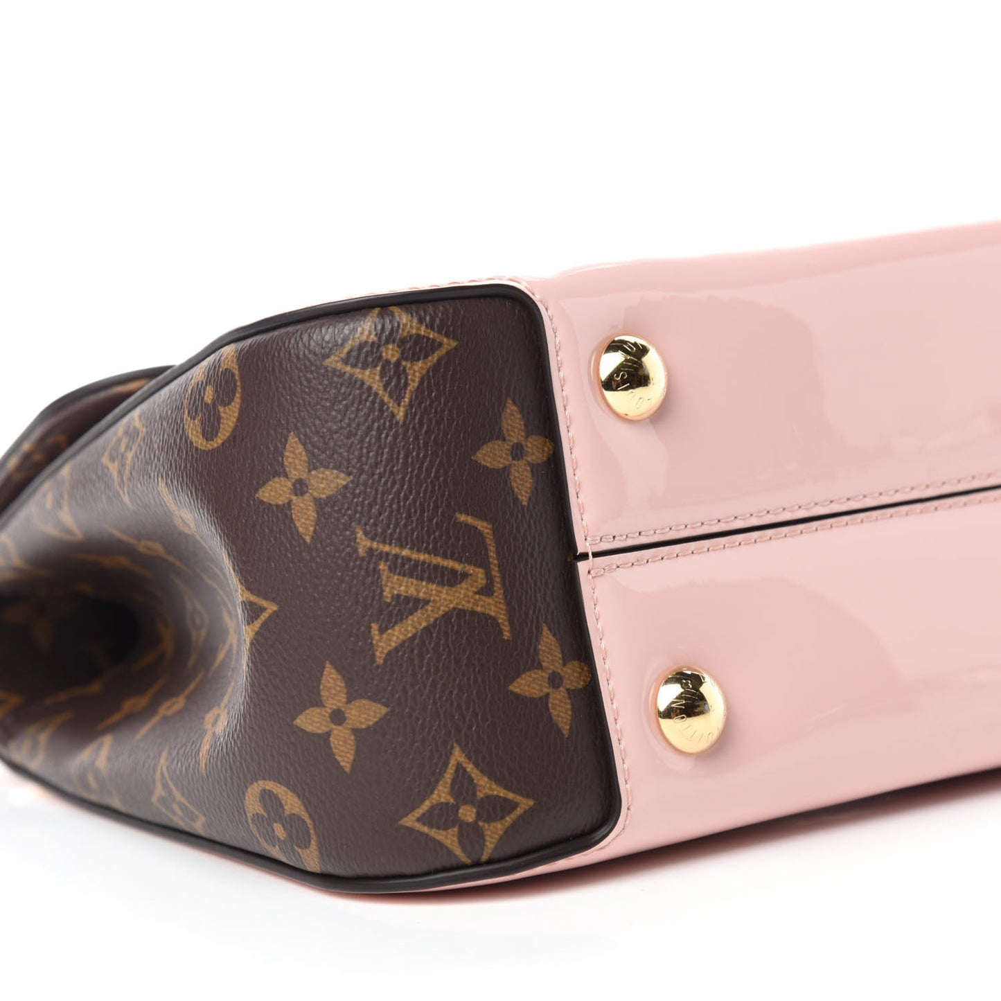 Patent Calfskin Monogram Cherrywood PM Rose Ballerine
