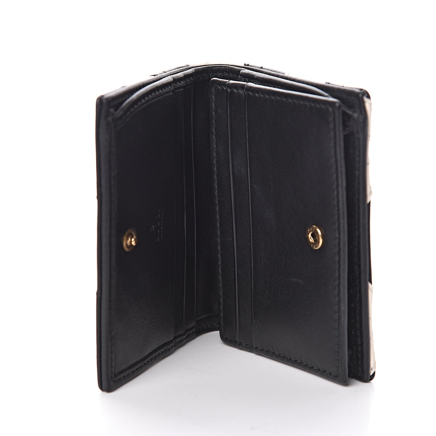 Calfskin Matelasse GG Marmont Card Case Wallet Black White