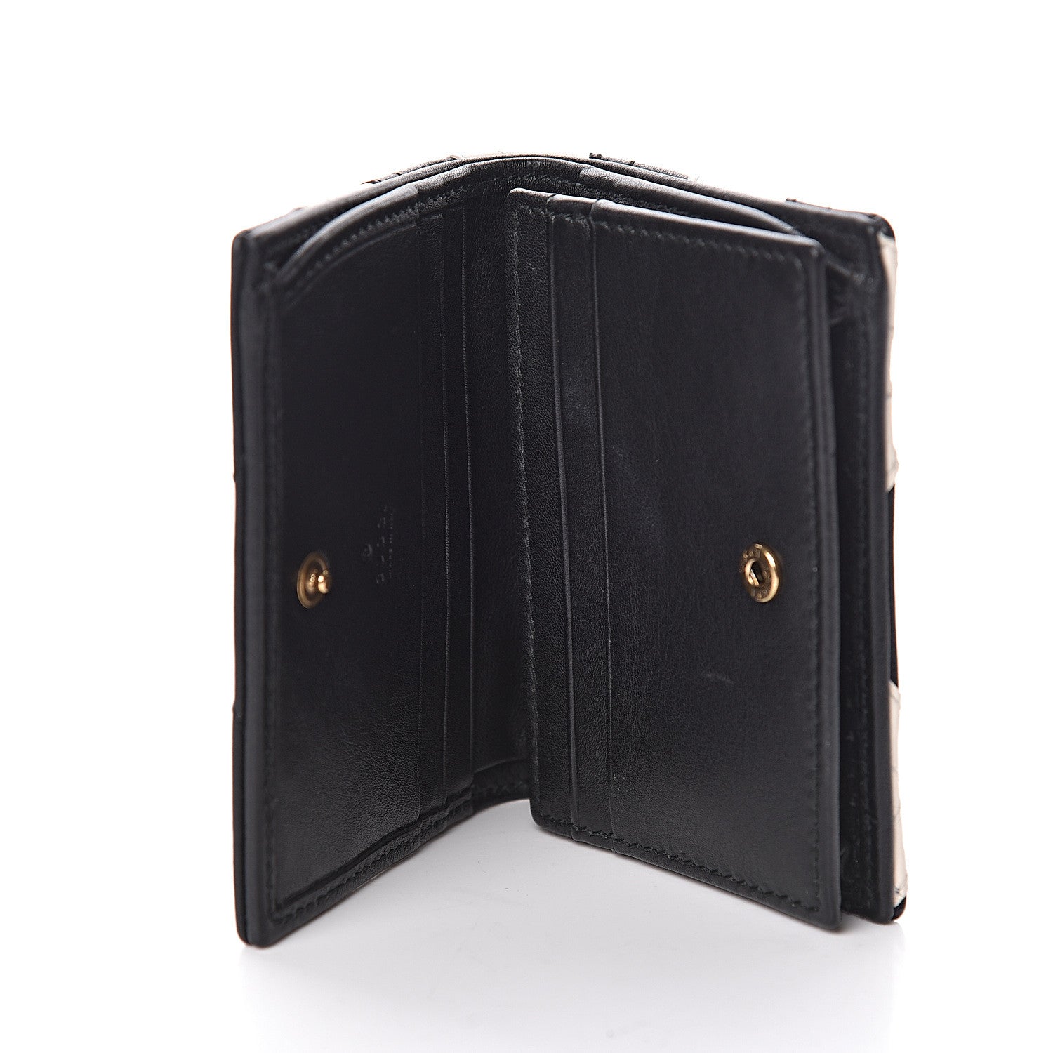 Gucci Calfskin Matelasse GG Marmont Card Case Wallet Black White 5 of 13