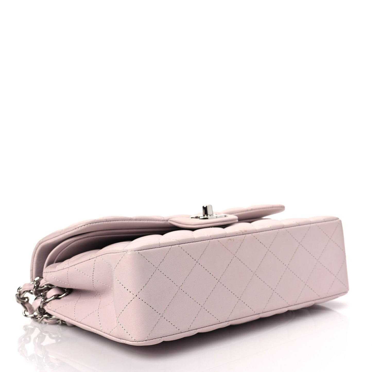 Lambskin Quilted Small Double Flap Light Purple