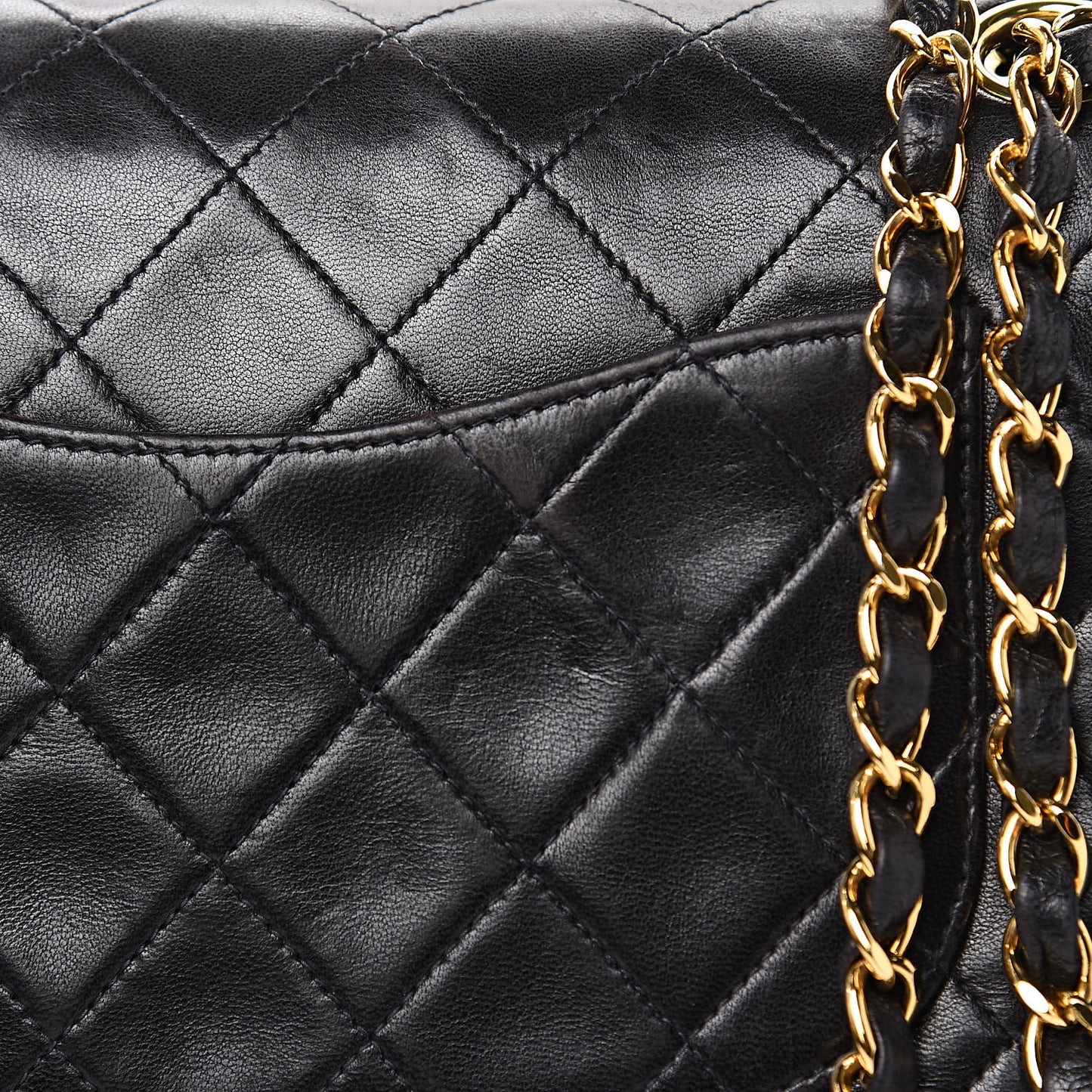 Lambskin Quilted Medium Double Flap Black