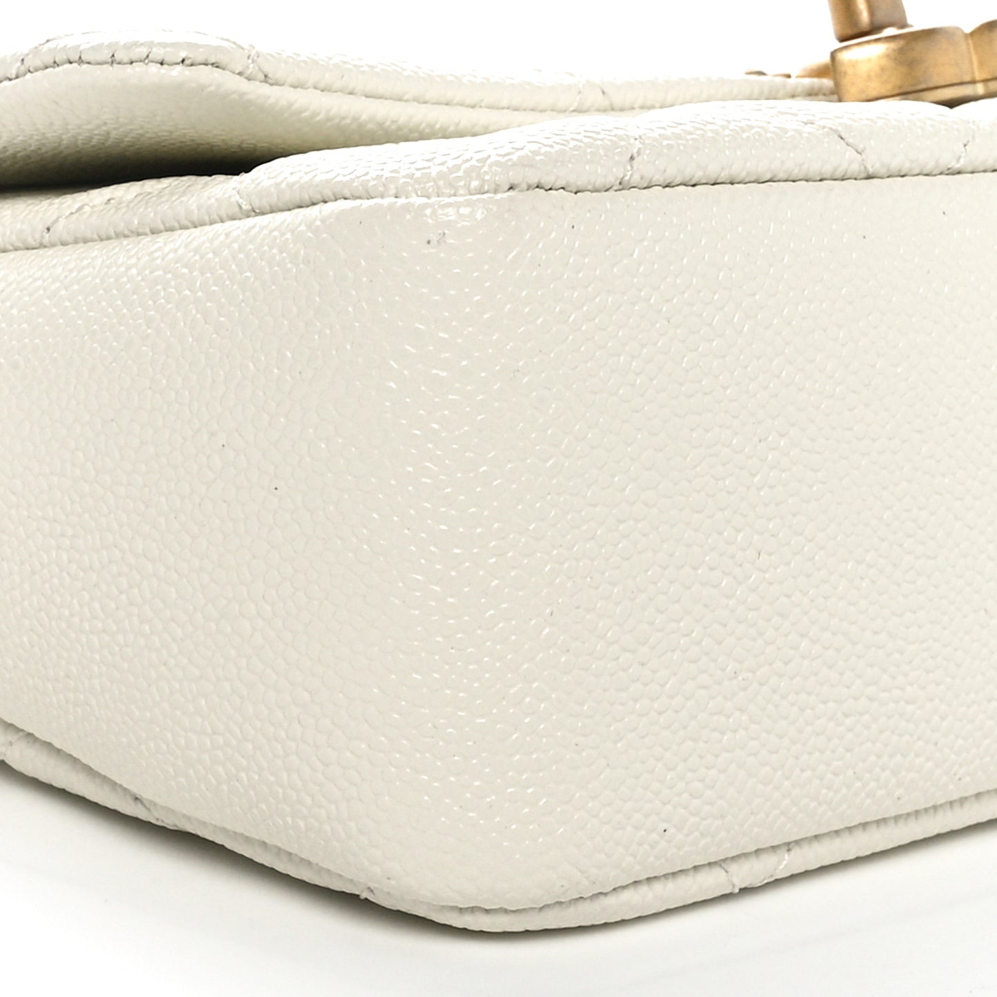 Shiny Caviar Quilted Small Chain Melody Flap White