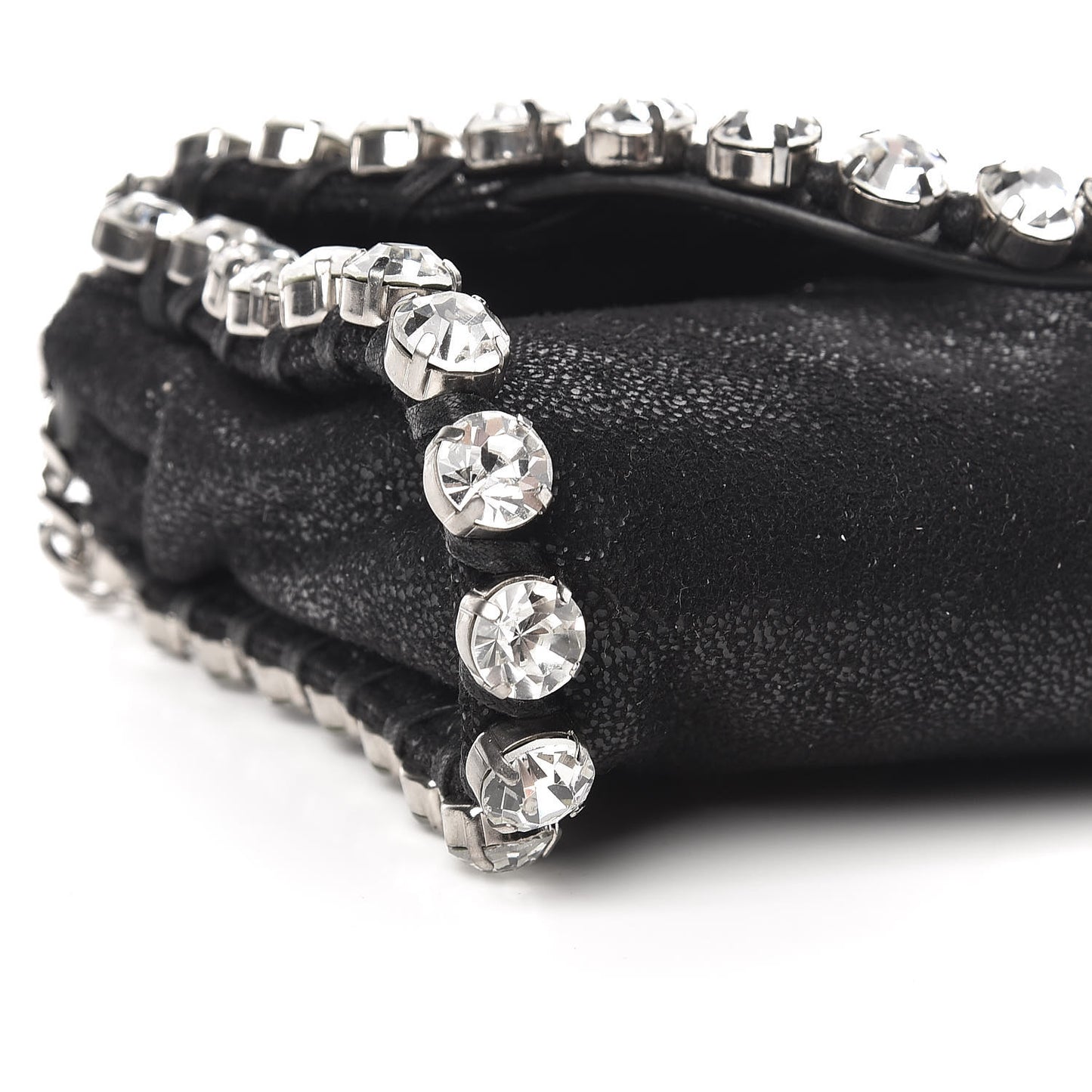 Shaggy Deer Tiny Fold Over Falabella Crystal Crossbody Black