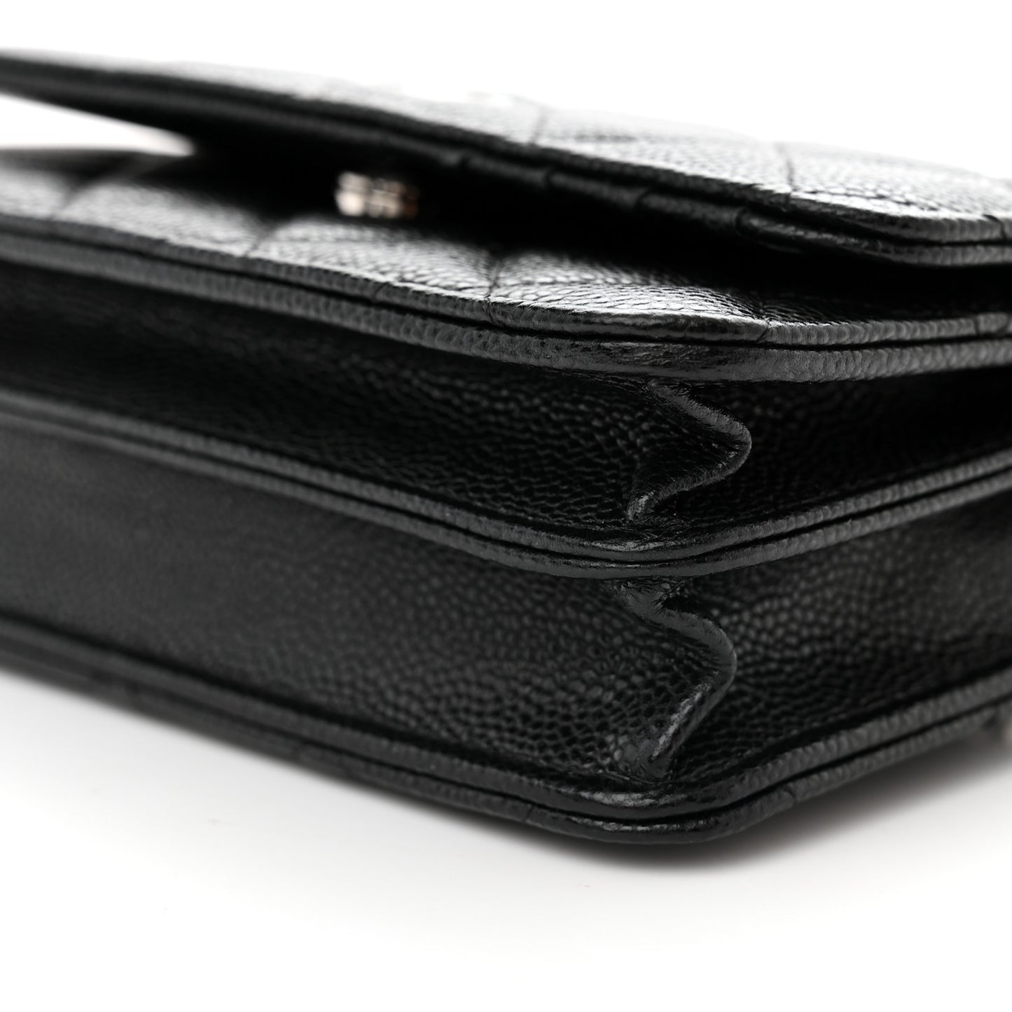 Caviar Quilted Mini Wallet On Chain WOC Black