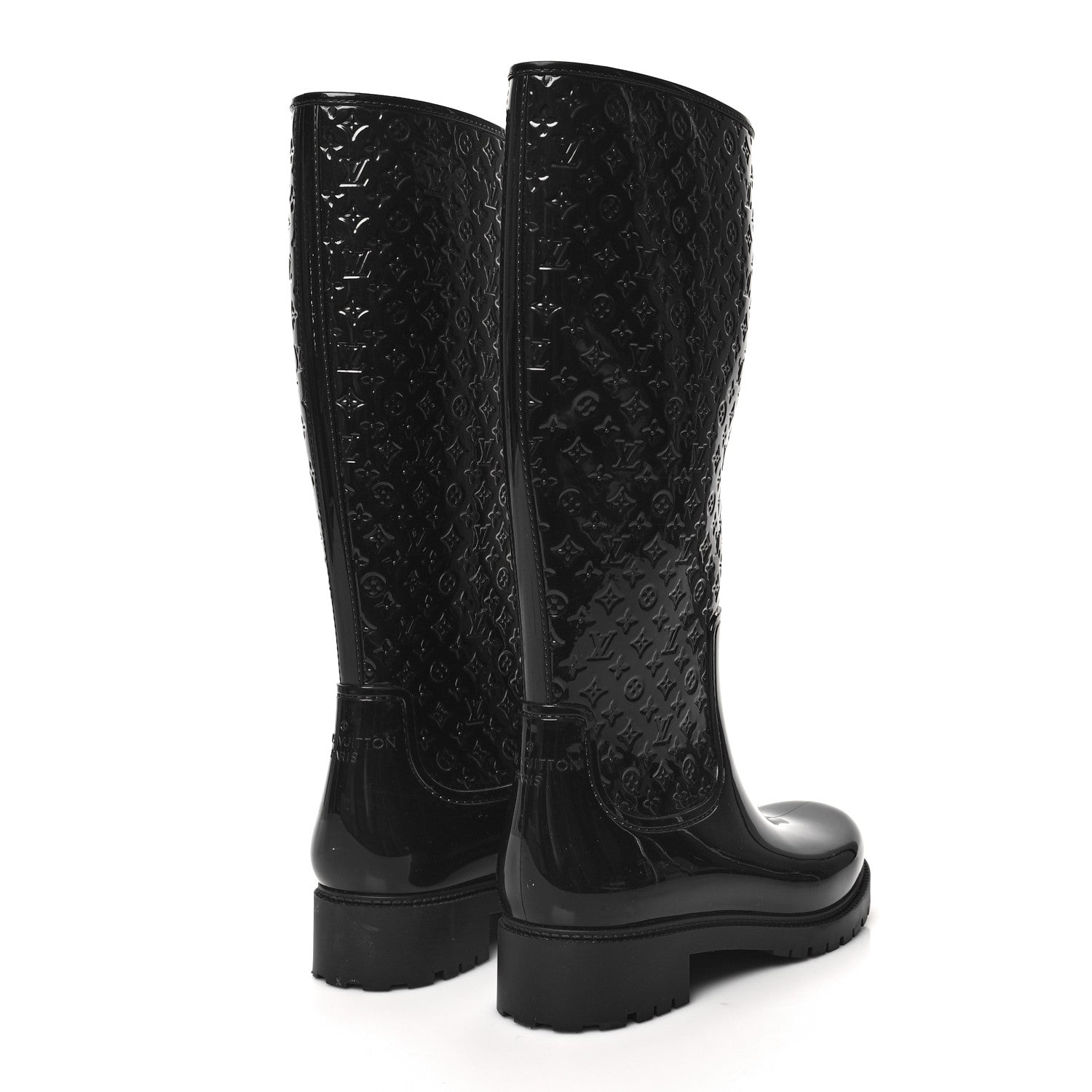 Louis Vuitton Rubber Embossed Monogram Splash Rain Boots 40 Black 4 of 6