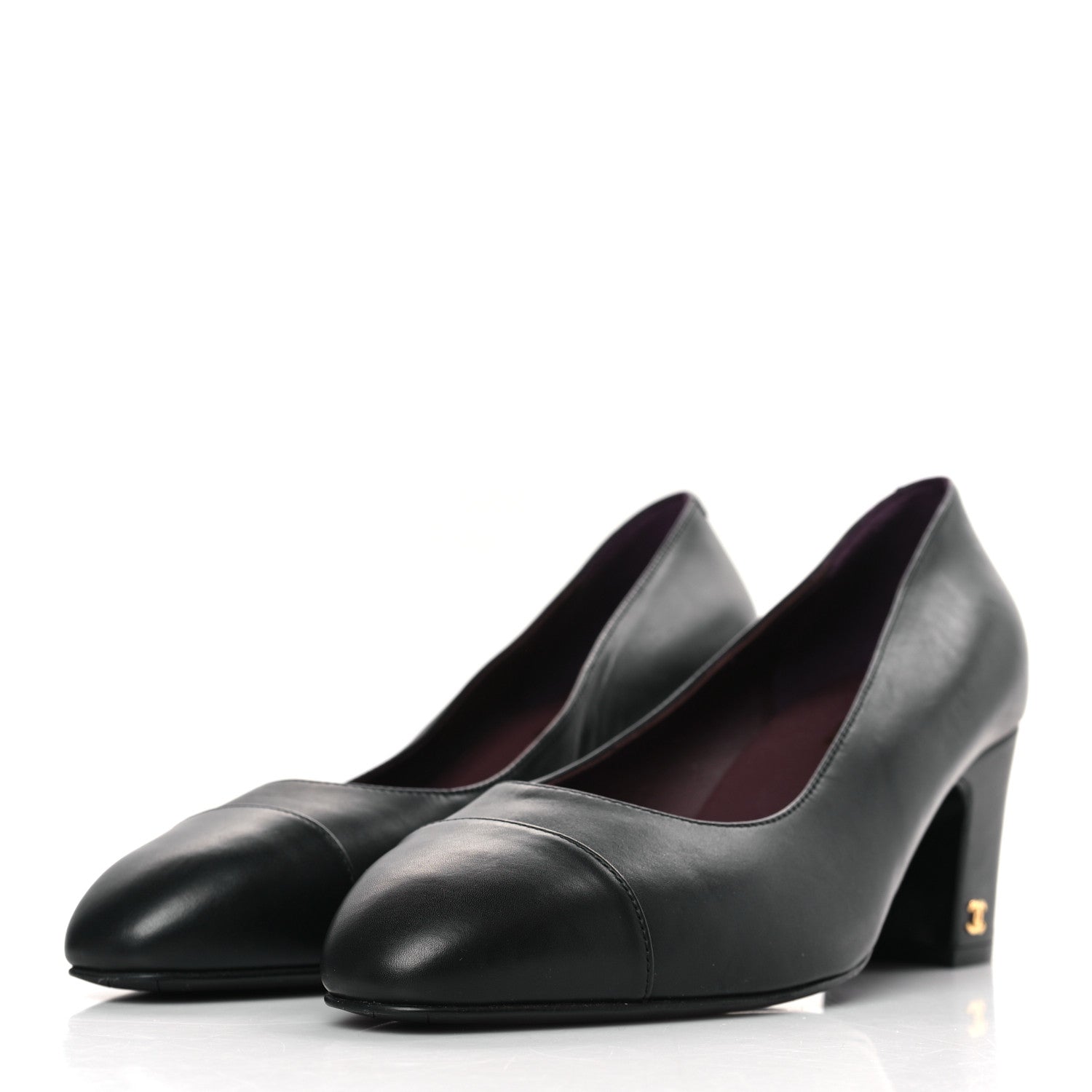 Chanel Lambskin Cap Toe CC Pumps 39 Black 3 of 8