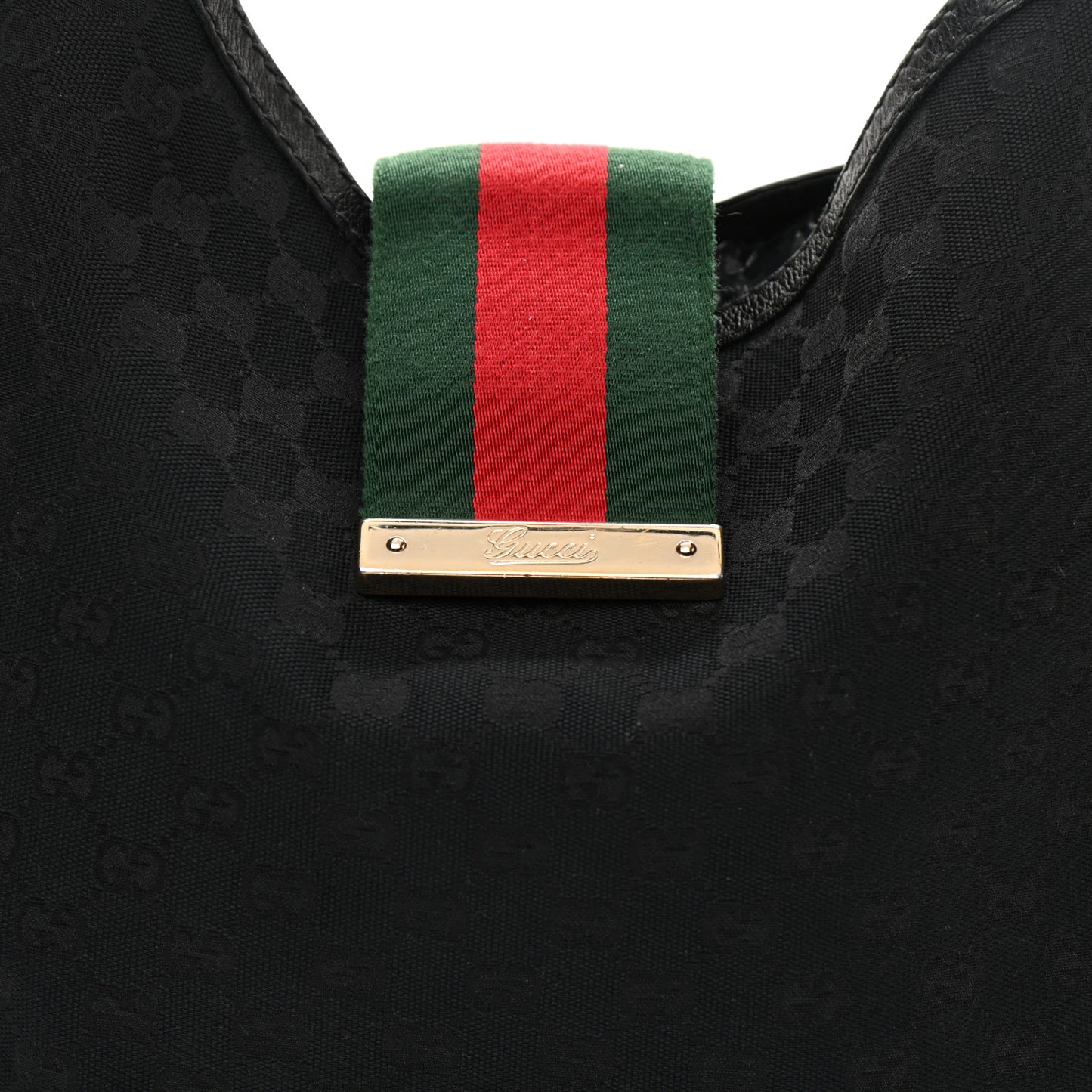 Monogram Large New Ladies Web Hobo Black