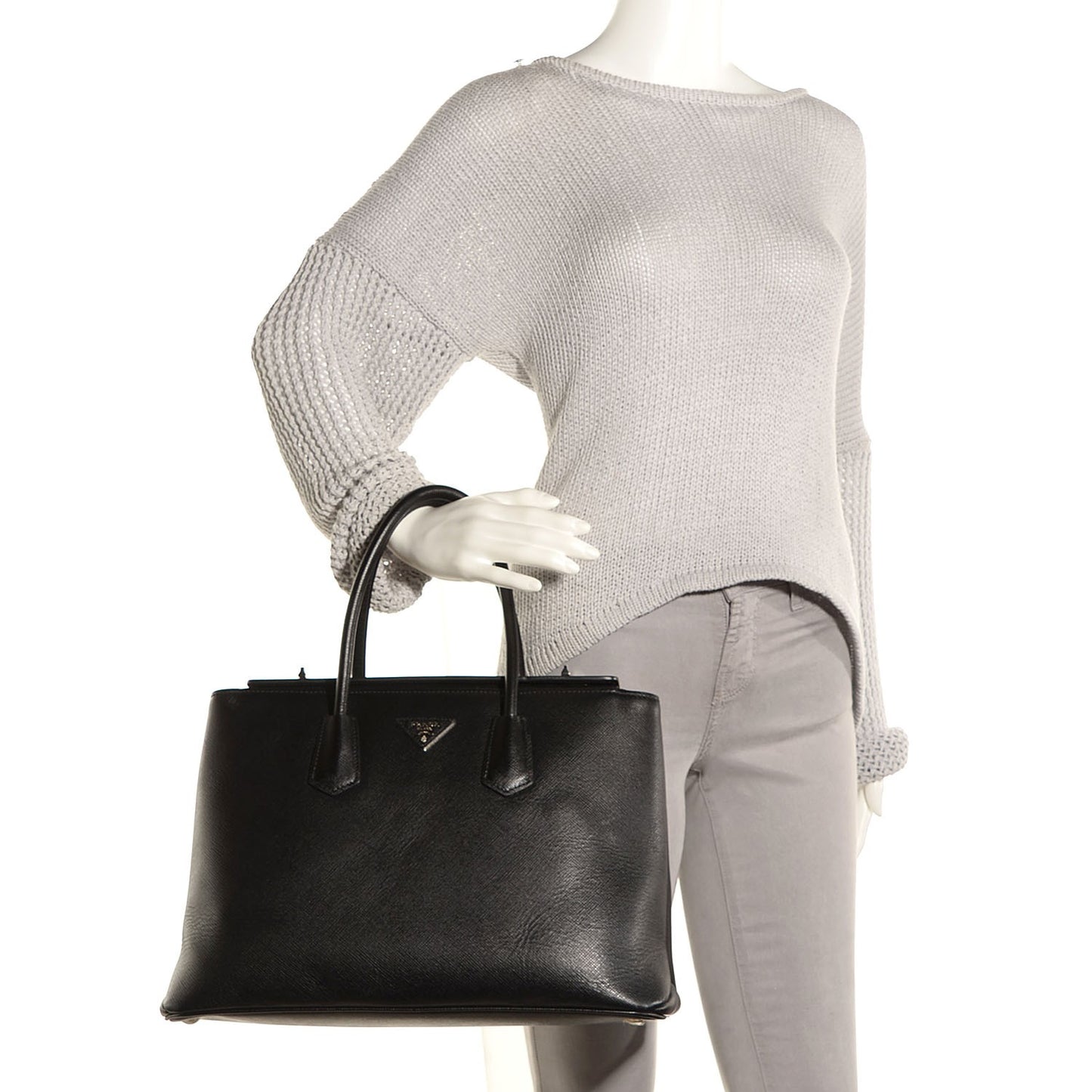 Saffiano Cuir Twin Tote Nero Black